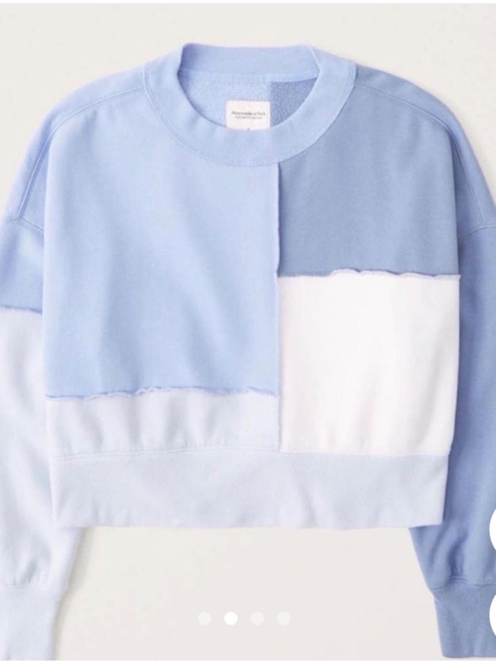Abercrombie & Fitch Pastel Blue and White Patchwork Crewneck Sweater